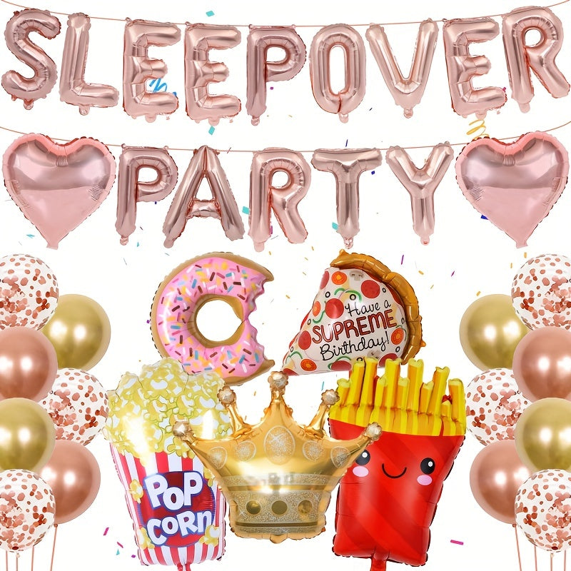 Sleepover Party Decorations Letter Heart Latex Balloons Girls Supplies