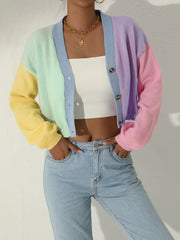 Colorful Long Sleeve Crop Cardigan for Women