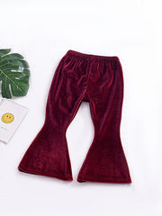 Baby Girls Velvet Trousers Flare Leg Pants Kids Clothes