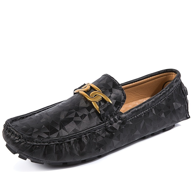 Women's PU Leather Loafer Shoes Metal Decor Slip On Boat Shoes