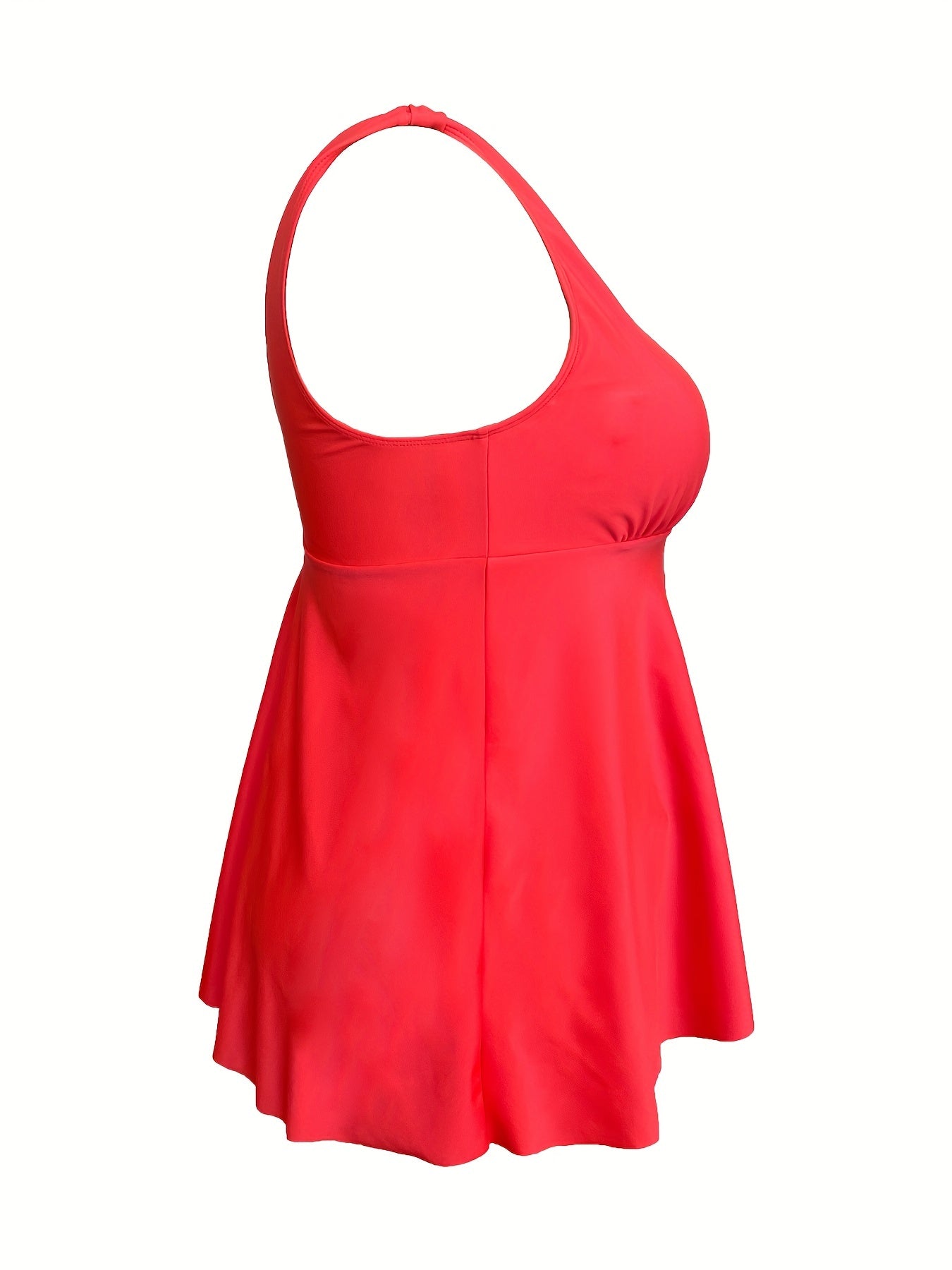 Vacay Tankini Set Women's Plus Solid Peplum Tank Top & Panty Swimsuit