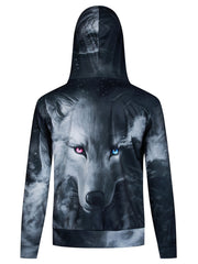 Wolf 3D Print Hoodies Men Graphic Hoodie Kangaroo Pocket Loose Hooded Pullover