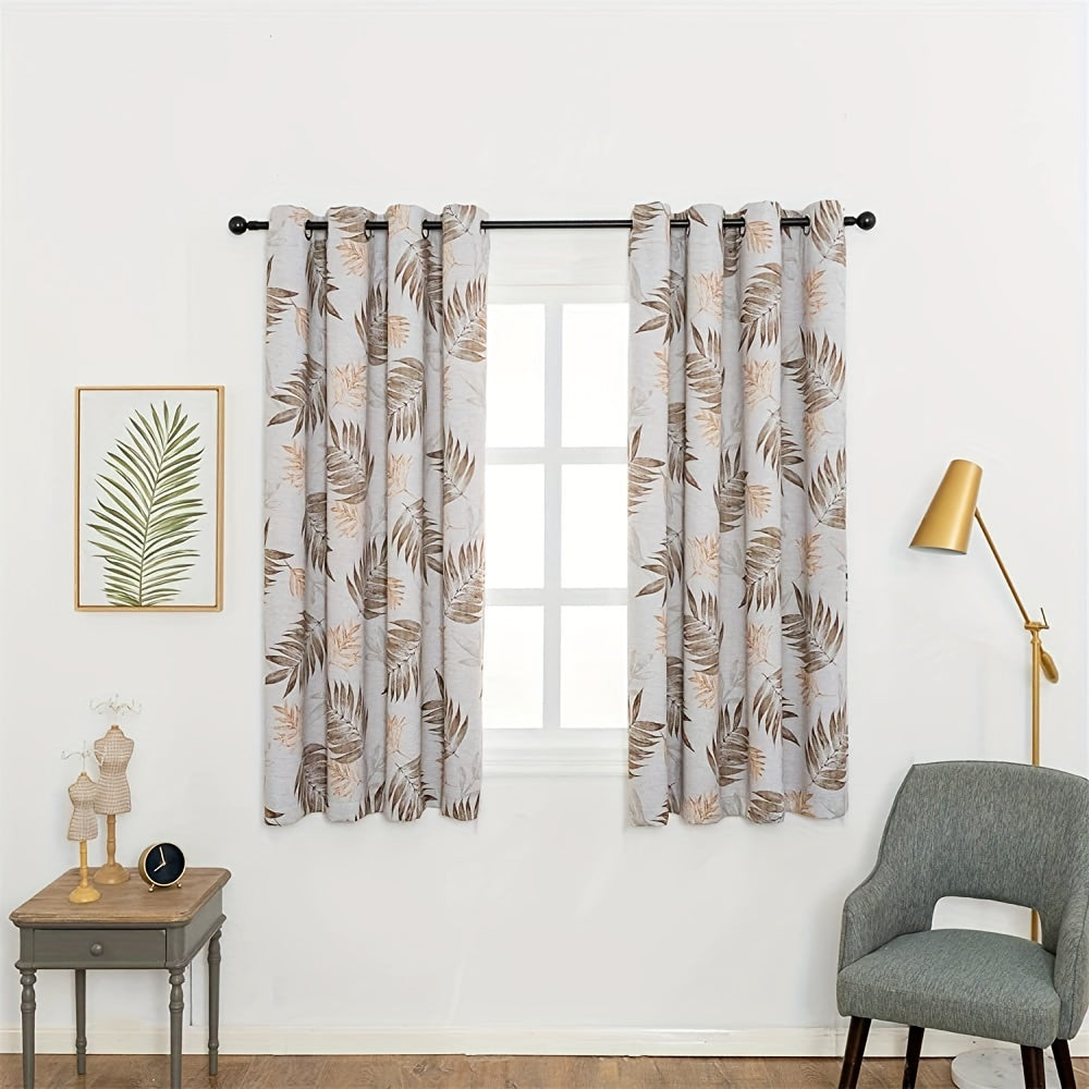Tropical Leaf Pattern Curtain, Thermal Insulated Window Draperies for Home Deco
