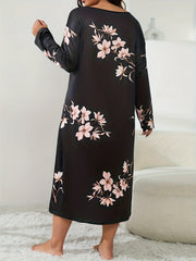 Floral Print Long Sleeve Maxi Tee Nightdress