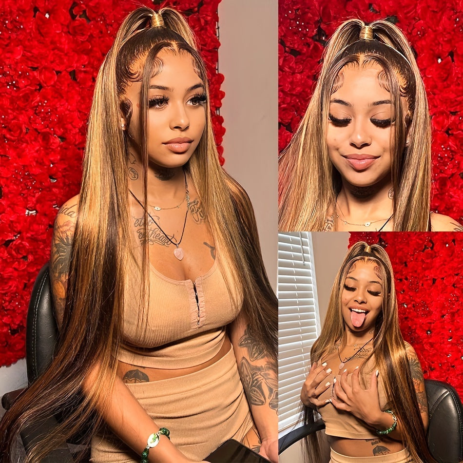27 Colored Straight Hair Wigs 13x4 Lace Front Human Hair Ombre Lace Frontal Wigs