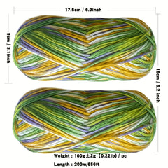 2pcs Colorful Section Dyed Yarn 200g 7oz for Knitting & Crafts DIY
