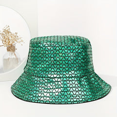 Double Sided Fisherman Hat Green Triangle Laser Street Style Bucket Hat