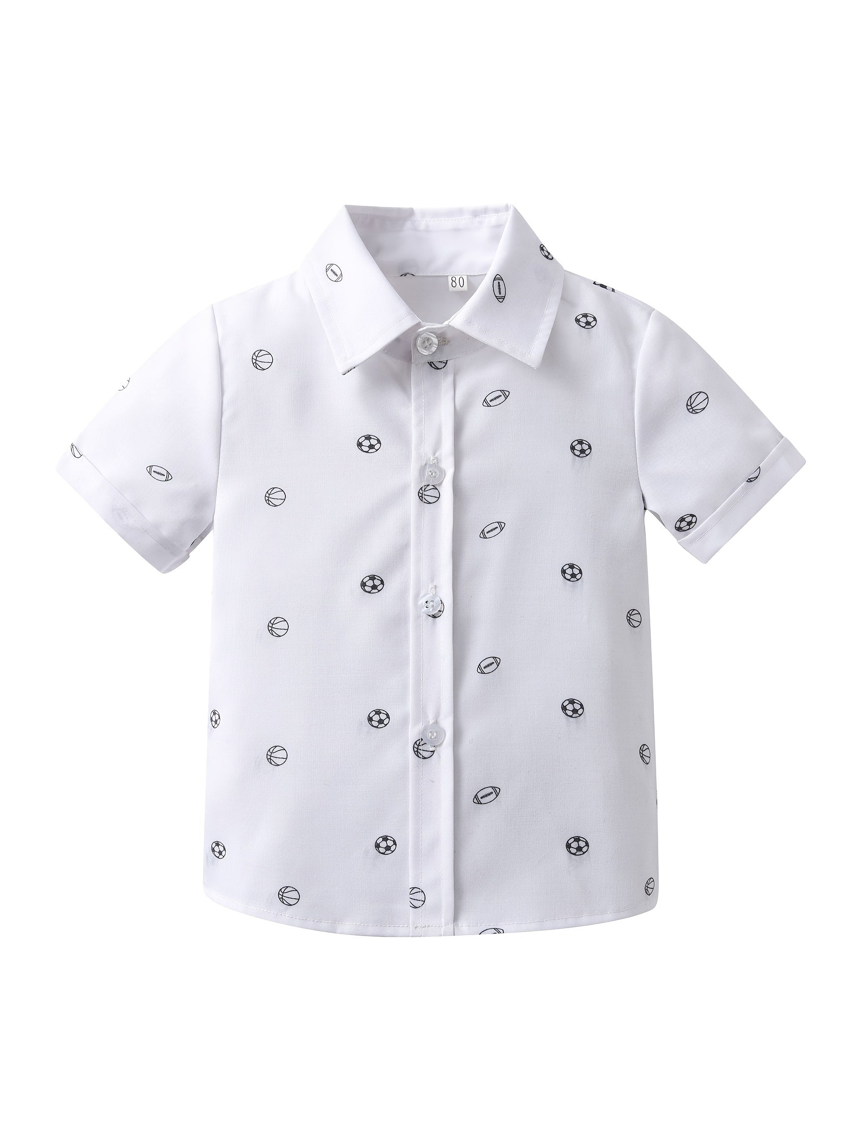 Boys Football Basketball Print Button Lapel Shirts