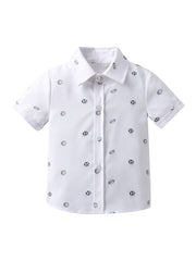 Boys Football Basketball Print Button Lapel Shirts