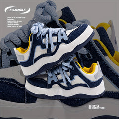 Sporty Block Lace-up Platform Sneakers for Women