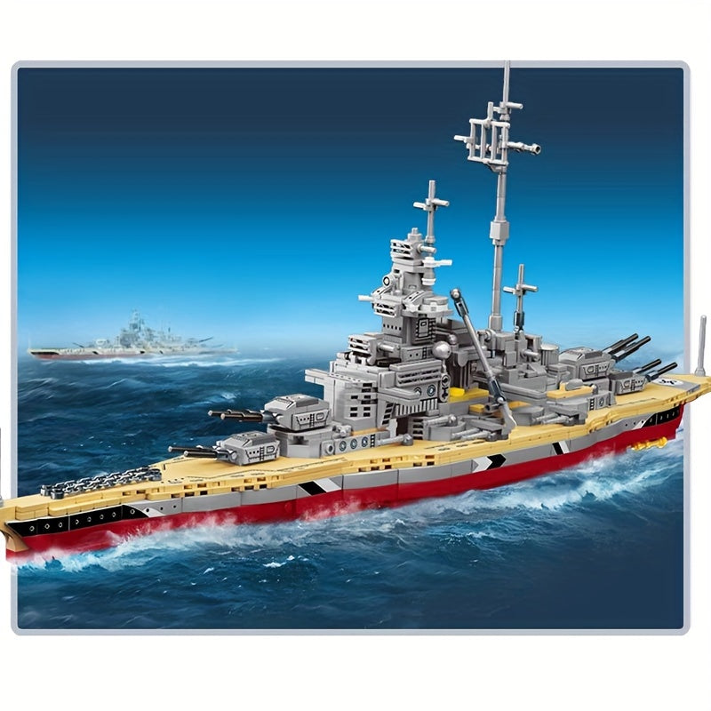 Battleship Building Blocks Military Boat Toy Carrier Assembly Set
