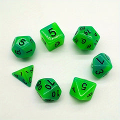 7 Pcs Double Glow Faceted Set Dice Carving Glow Digital Glow Resin Fun Dice