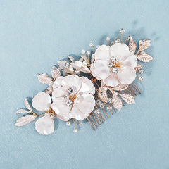 Flower Charm Hair Comb Rhinestone Pearl Bridal Wedding Headwear
