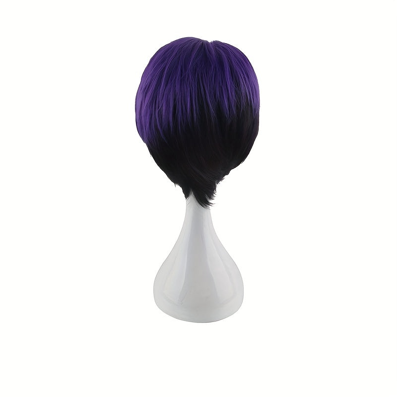 Men's Short Purple Dress Up Wig 12in