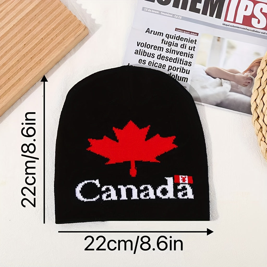Maple Leaf Jacquard Knit Beanie