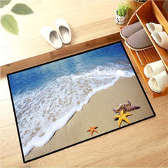 Ocean Style Crystal Velvet Carpet Non Slip Sea Star Shells Living Room Mat