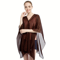 Dotted Chiffon Shawl Bikini Cover Up Windproof Cape