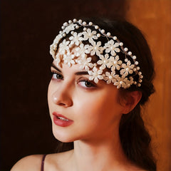 Faux Pearl Flower Headband Bridal Wedding Hair Accessory