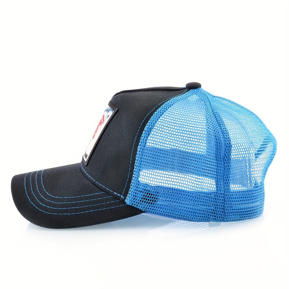 Shark Embroidery Patch Mesh Trucker Hat Lightweight Sunshade Dad Cap