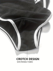 5 Pack Plus Size Sporty Panties Set Women's Plus Ribbed Briefs