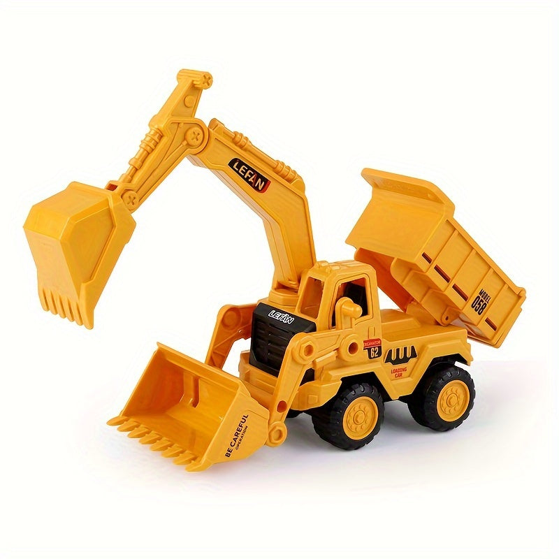 3-in-1 Engineering Vehicle Toy for Kids - Excavator Bulldozer Truck