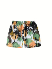 Boys Trees Print Shorts for Vacation Beach Kids Summer Clothes