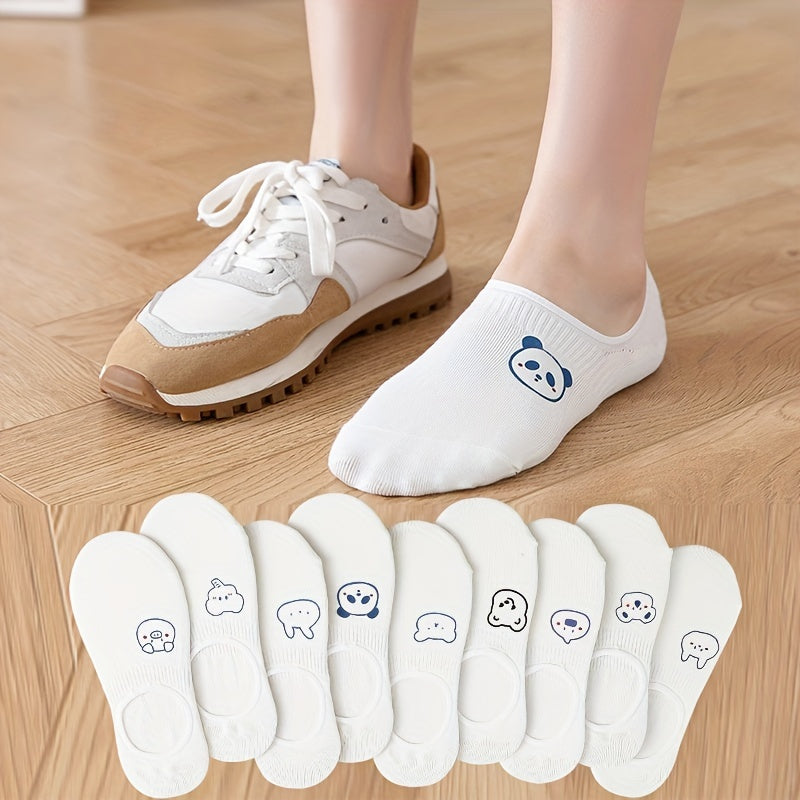 9 Pairs Cartoon Print Short Socks Soft Lightweight Ankle Women's Stockings