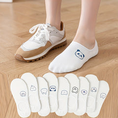 9 Pairs Cartoon Print Short Socks Soft Lightweight Ankle Women's Stockings