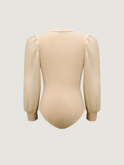 Lantern Sleeve Slim Bodysuit Casual Bodysuit