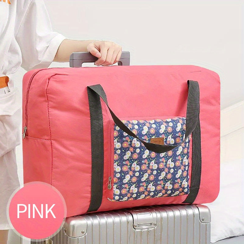 Flower Pattern Tote Canvas Luggage Weekender Bag