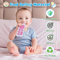 Silicone Baby Teething Toy Remote Control Shape Teether Green Pink