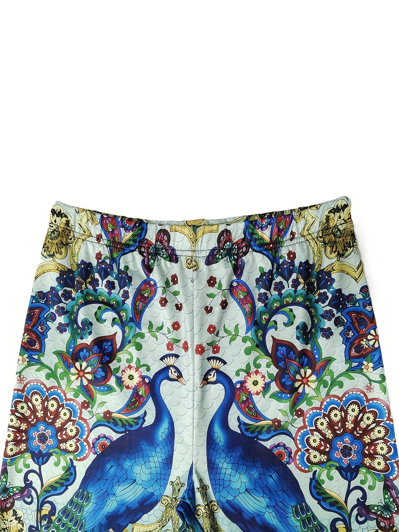 Peacock Print Skinny Leggings High Waist Stretchy Leggings