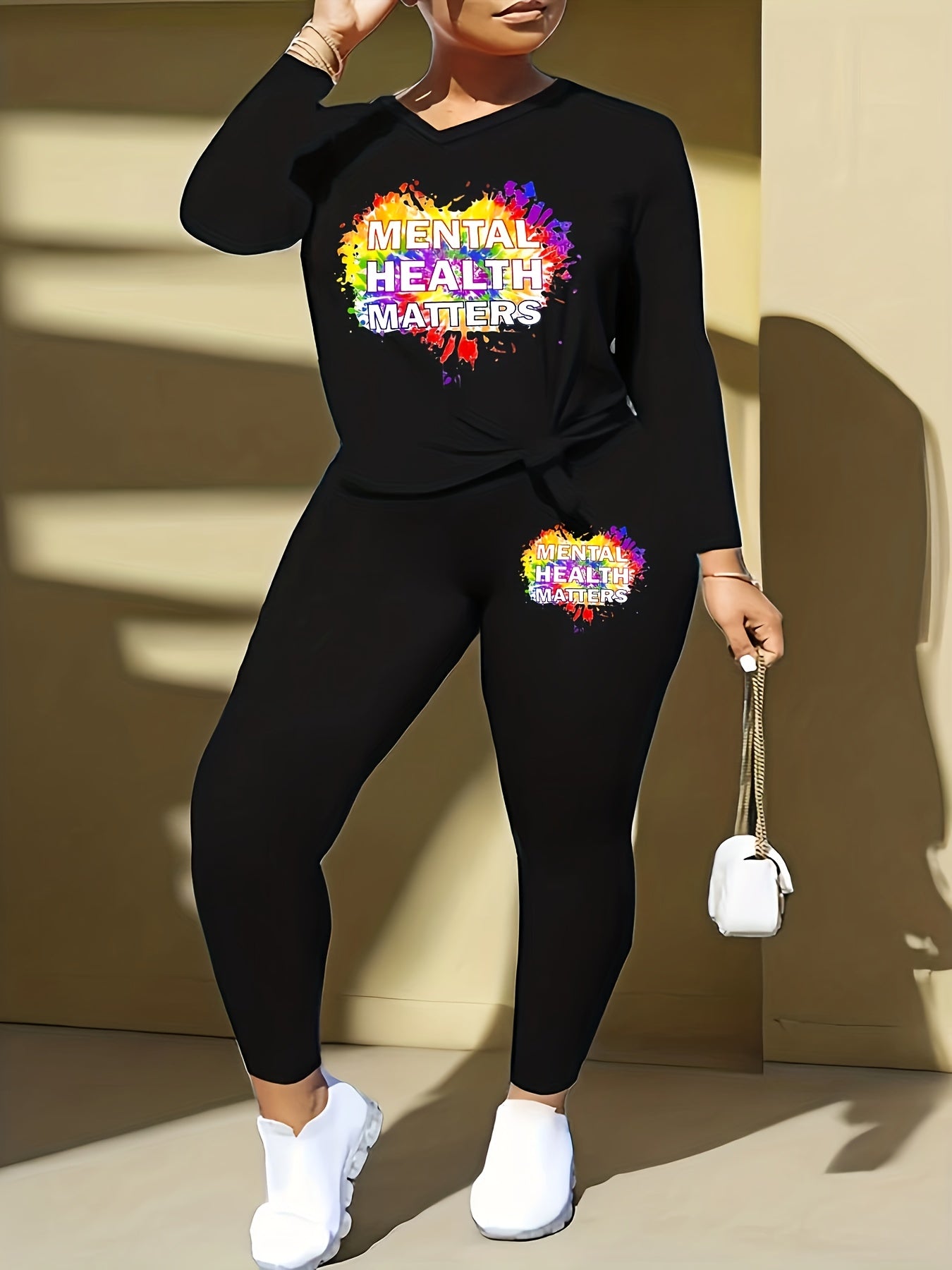 Tie Dye Heart & Letter Print 2 Piece Set