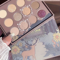 12 Color Multicolor Eyeshadow Palette Shimmer Matte Finish Grey Purple Brown