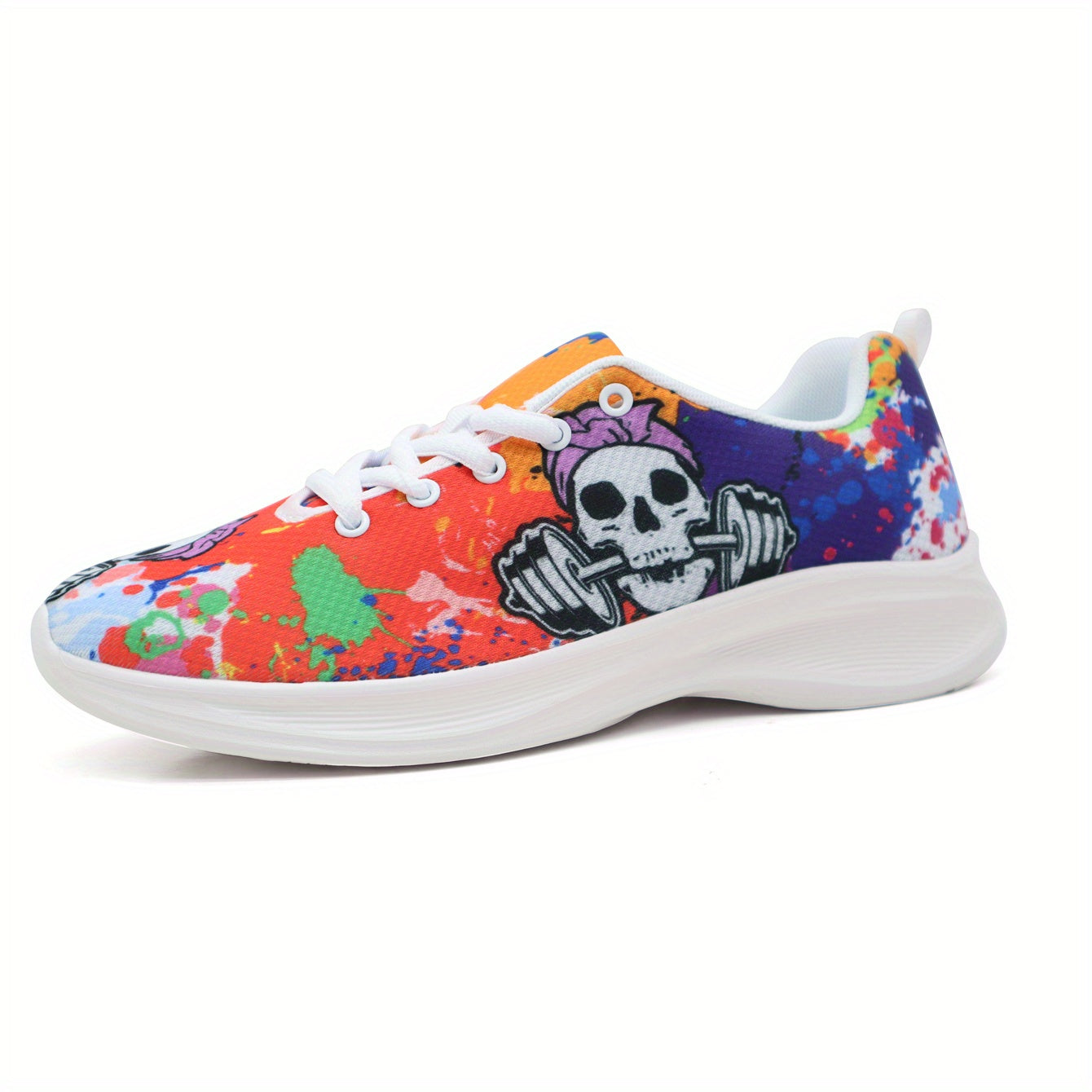 Women's Skull Pattern Sneakers Lace Up Outdoor Shoes Lightweight