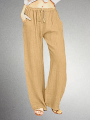 Wide Leg Pants Drawstring Pockets Women's Clothing
