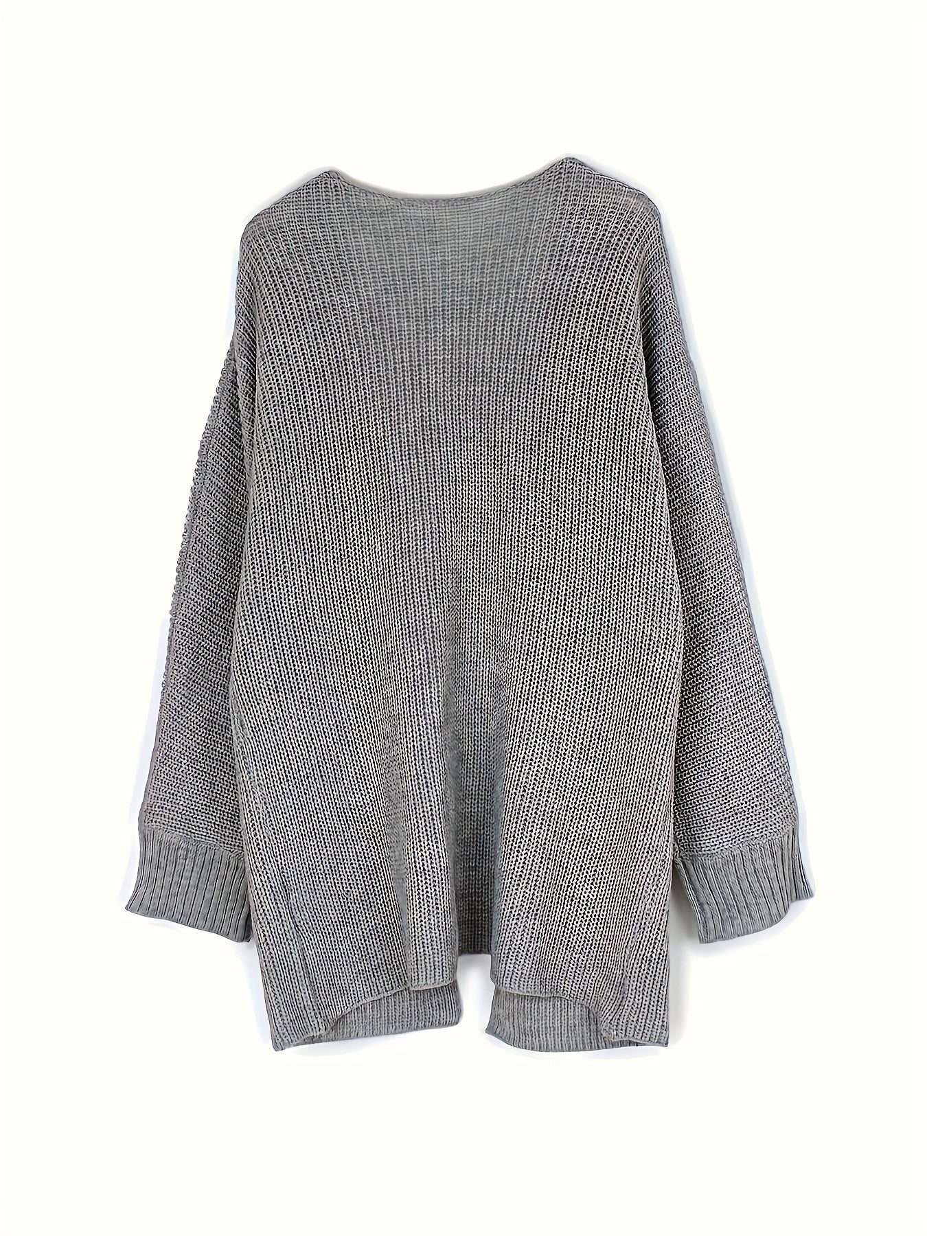 Solid Bat Sleeve Open Front Cardigan With Pockets