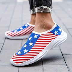Men's American Flag Slip-On Sneakers Breathable Outdoor Shoes