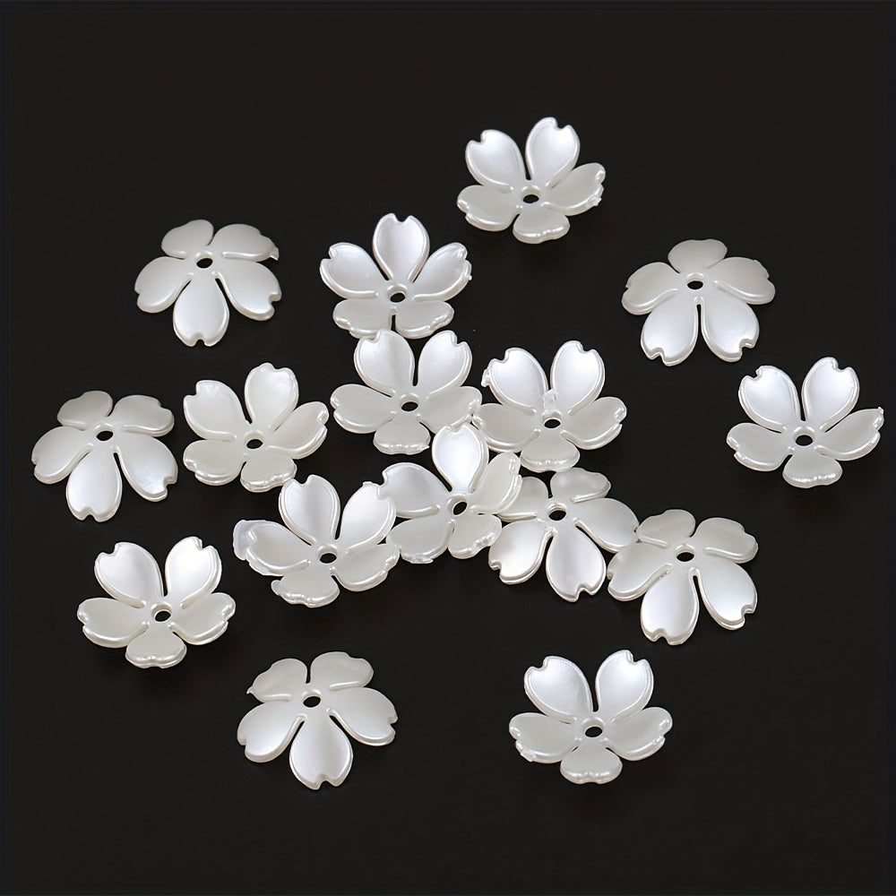 100pcs 15mm Wind Chime Flower Beads ABS Pearl Flower Beads Caps End Caps