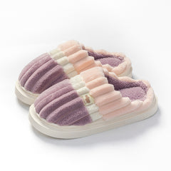 Men's Striped Memory Foam Cozy Slippers Winter