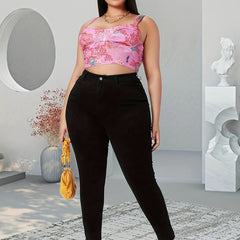 Solid High Rise Button Fly Skinny Jeans