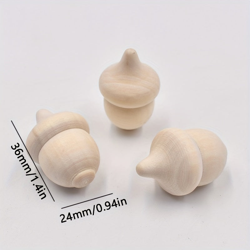 20pcs Wooden Acorns & Bowls for Crafts DIY Painting Christmas