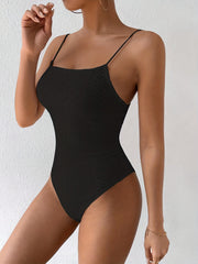 Eyelet Embroidered Cami Bodysuit Solid Skinny Summer Women's Clothing