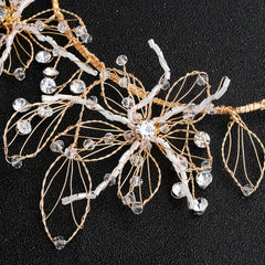 Golden Floral Rhinestone Bridal Headband