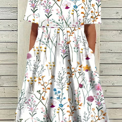 Ditsy Floral Print Beach Dress with Pockets