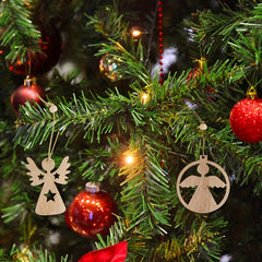 12Pcs Christmas Wooden Pendant Girls Crafts Wood Decor Christmas Tree Pendant
