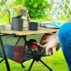 Under Table Hanging Mesh Pouch Organizer Camping Equipment