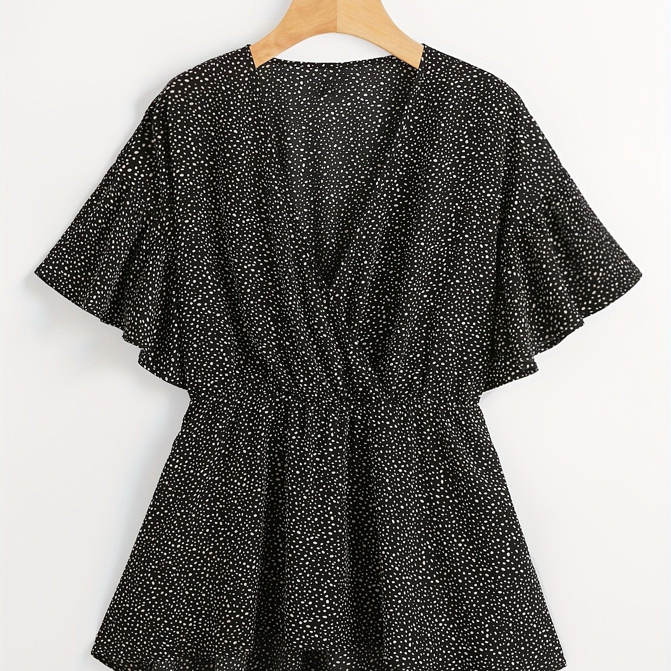 Polka Dot Butterfly Sleeve Peplum Top