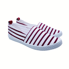 Women's Striped Flat Loafers Casual Slip On Walking Shoes