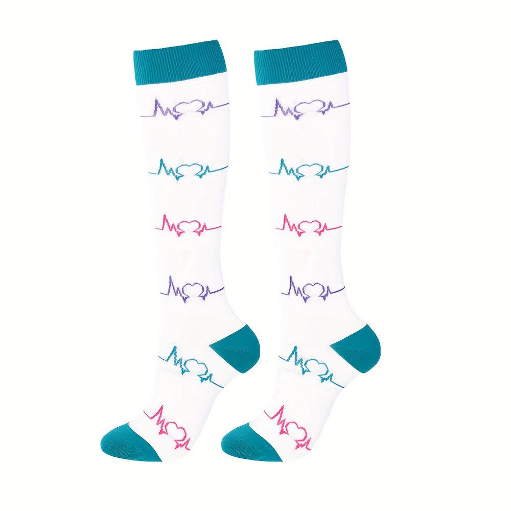 Striped Compression Sports Socks Anti slip Breathable Knee High Socks